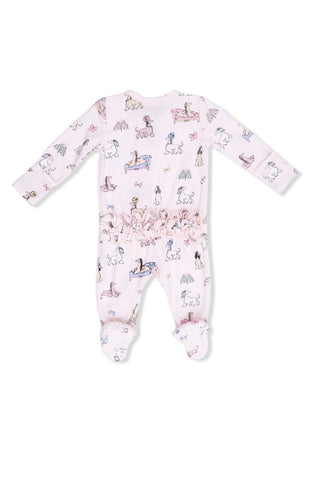 Infant: Angel Dear 2 Way Ruffle Front Zipper Footie Fancy Hounds with Bows