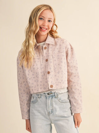 Tweens: Sweet Bloom Cropped Denim Jacket