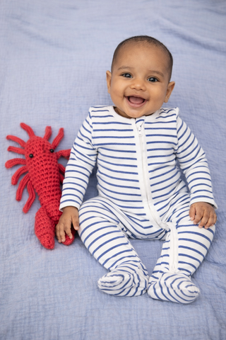 Infants: Angel Dear Navy Stripe 2 Way Ruffle Footie