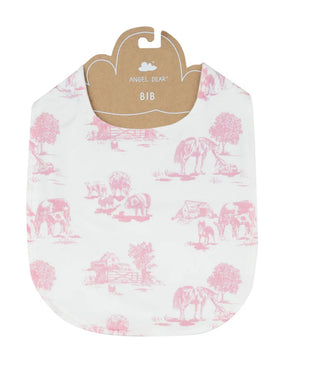 Angel Dear Feeding Bib - Farm Toile Pink