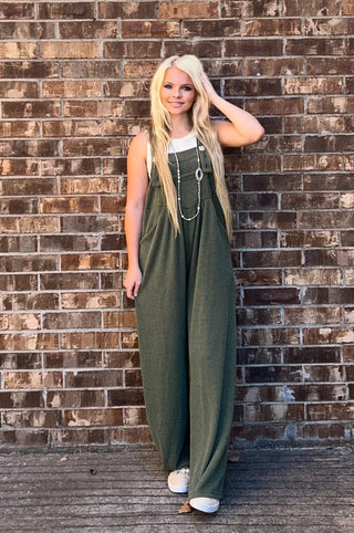 Oaklee Olive Boho Overalls