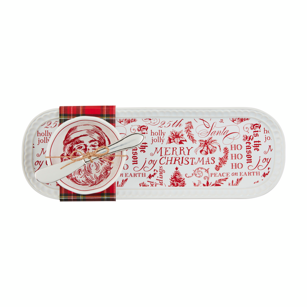 Red Toile Dip and Tray Set by Mud Pie