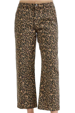 Leopard print pants on a white background