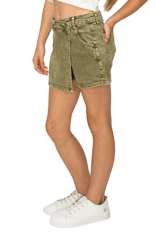 Tractr Over-flap Button Up Shorts in Olive