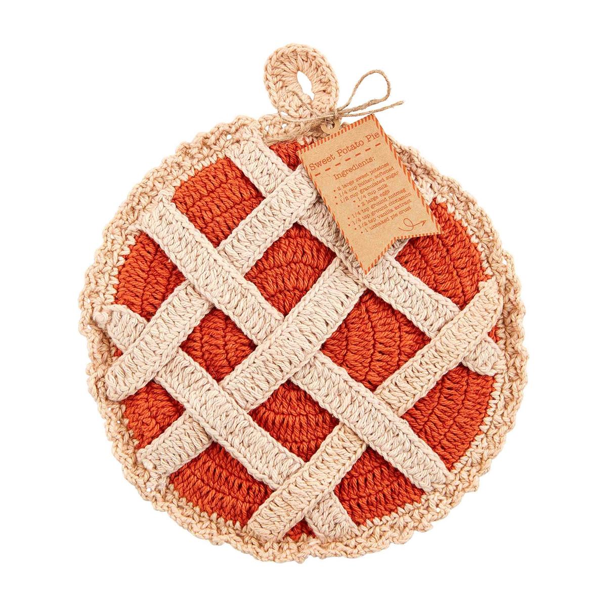 Crochet knit  Pie Pot Holder by Mud Pie