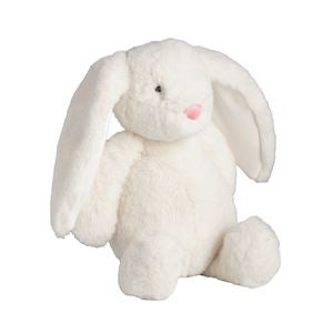 White plush bunny toy on a white background
