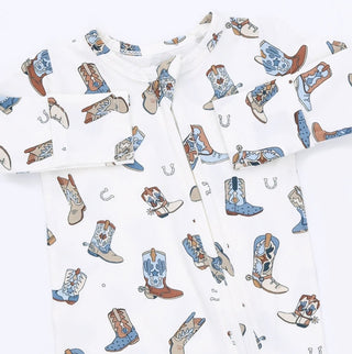Infants: Angel Dear Buckaroo Boots 2 Way Zipper Footie