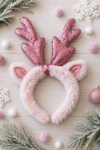 Pink antlers headband.