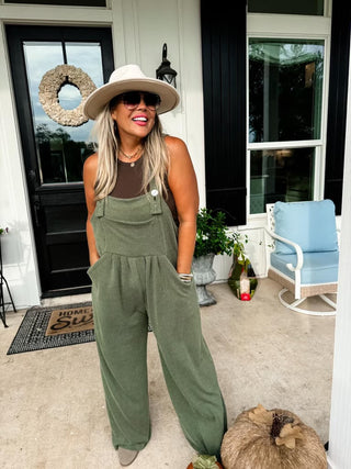 Oaklee Olive Boho Overalls