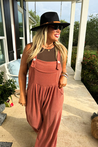 Karli Rust Boho Overalls