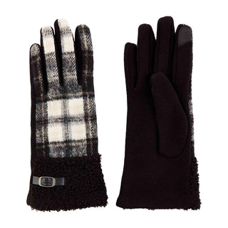 Tartan Boucle Gloves by Mud Pie in Black