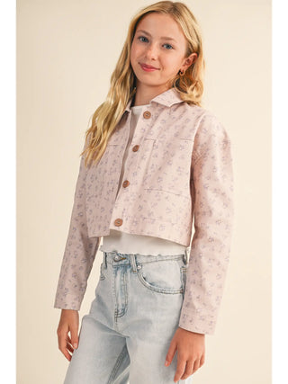 Tweens: Sweet Bloom Cropped Denim Jacket