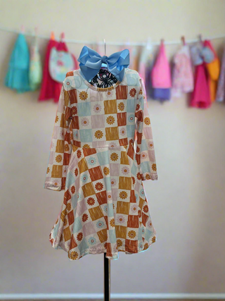 Brandie Flower Block Girls Dress