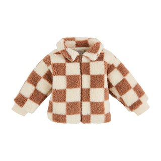 MudPie Tan Check Sherpa Jacket