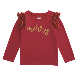 Mud Pie Red Holiday Tinsel Shirt