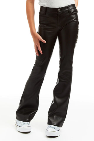 Tractr Black Pleather Flare Pants