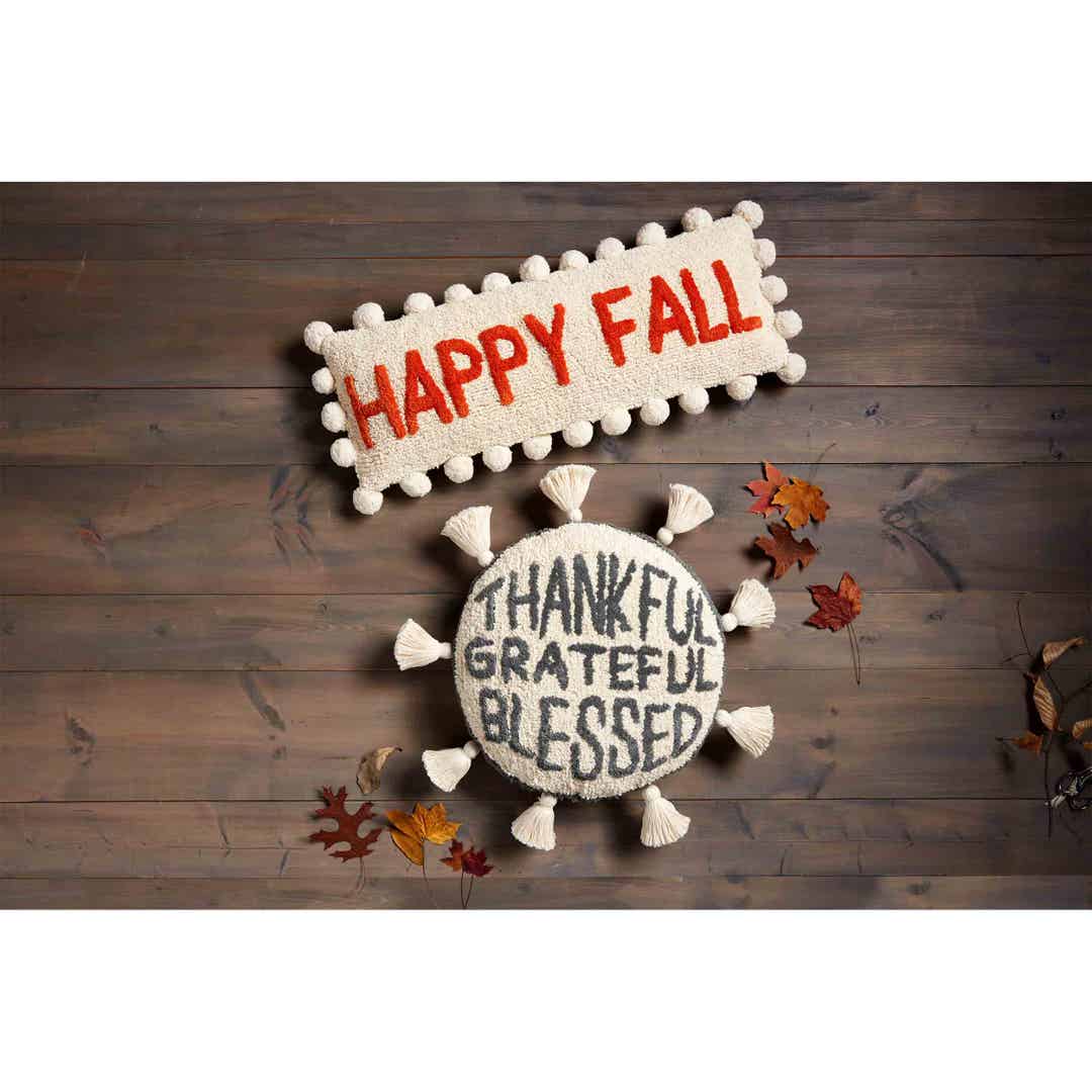 Thankful, Grateful, Blessed Pillow by Mud Pie