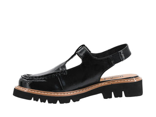 Corky’s Hey Girl Make The Cut Slingback Loafer Sandal in Black Patent