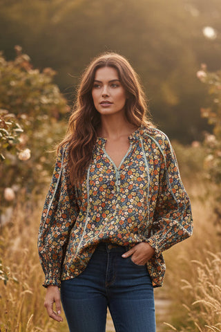 a long sleeve floral blouse 