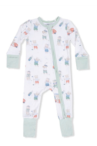 Baby onesie with animal pattern on a white background