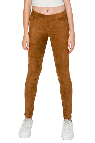 Tractr Camel Glitter Suede Pull-On Pants