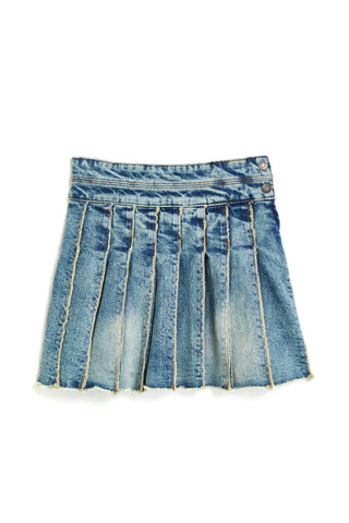 Tractr Pleated Tennis Girls Skirt in Indigo