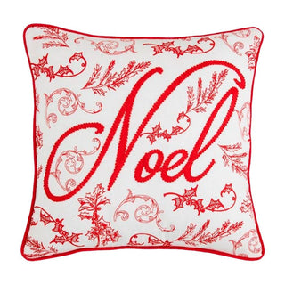 Mud Pie Embroidered Christmas Toile Pillow
