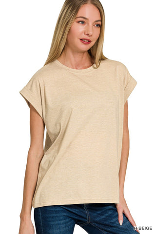 Beige t-shirt on a plain background