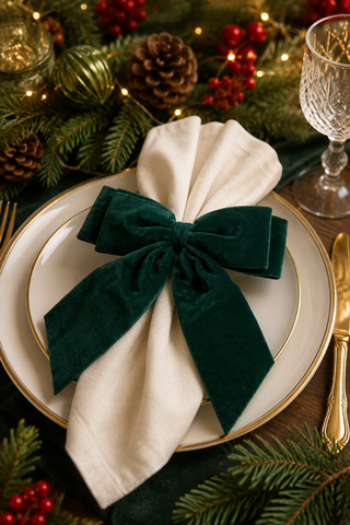 Green Velvet Bow Napkin Ring