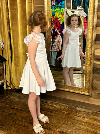 Macie Girls Dress in White