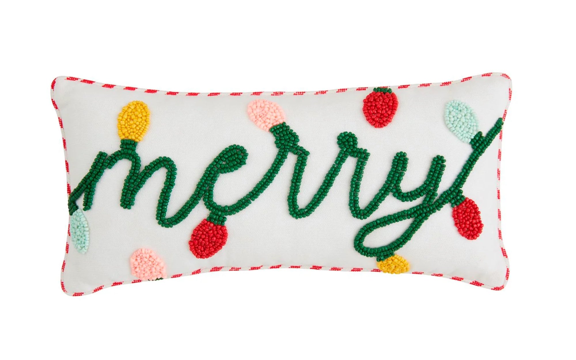 MudPie Mini Merry Christmas Beaded Pillow