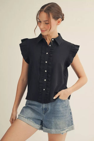 Ruffles In Spring Women’s Top In Black
