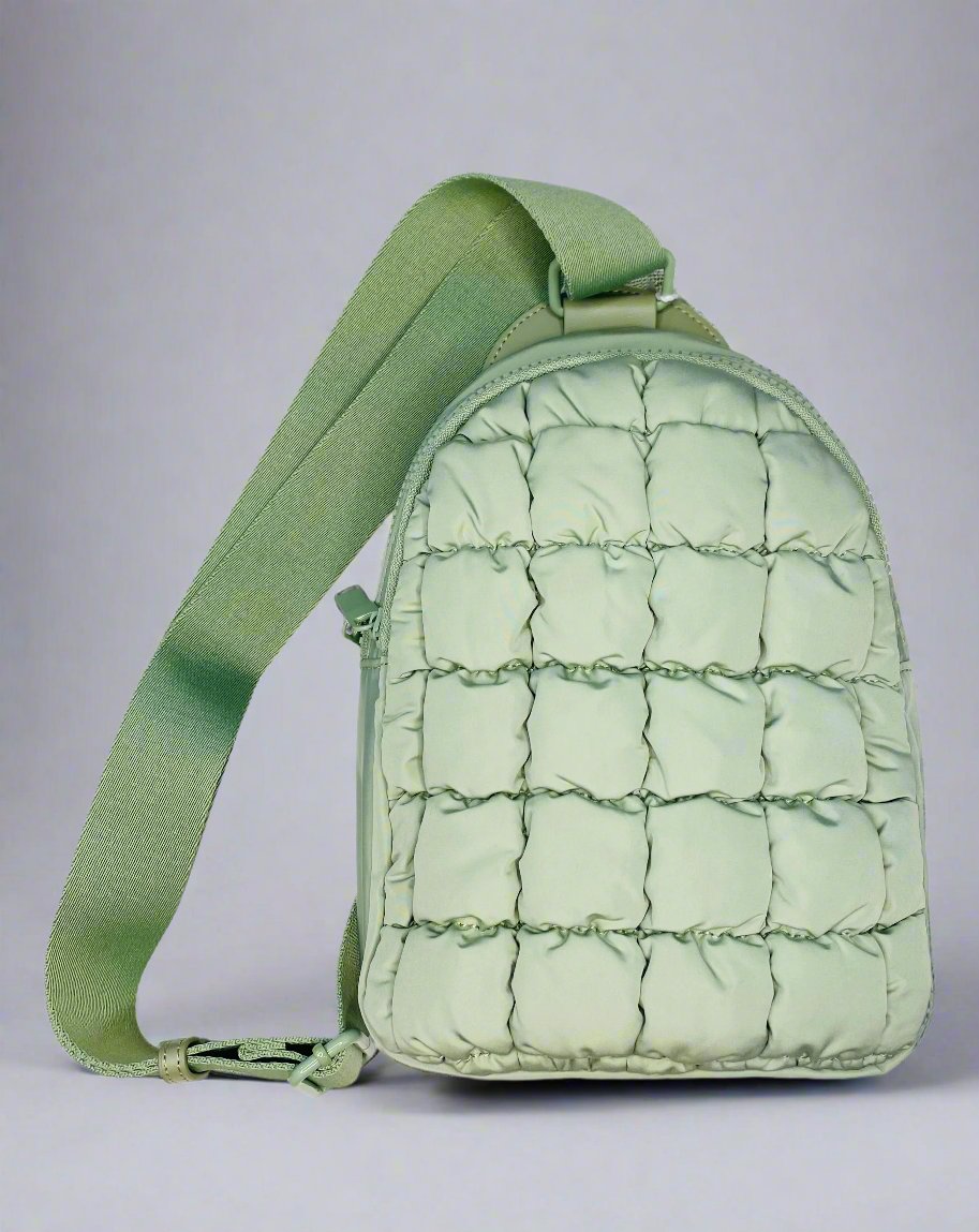 Light Sage Puffed Backpack Sling