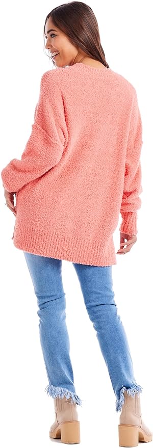 Rome Chenille Sweater in Coral by Mud Pie