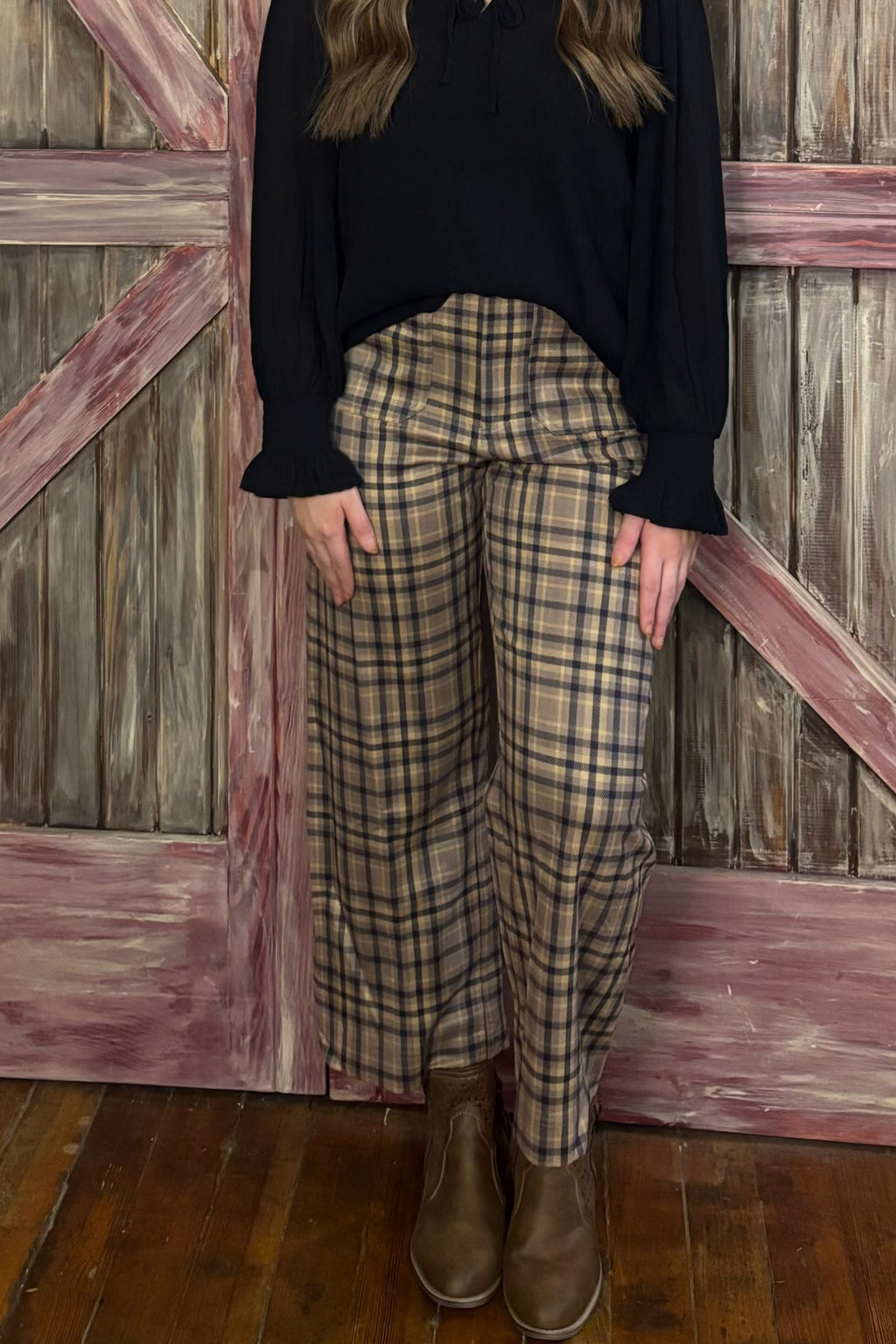 Donna Checked Slacks – Blessings and Butterflies