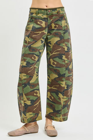 Camouflage pants on a white background
