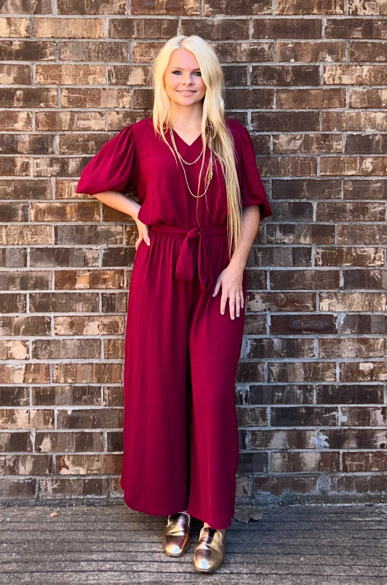 Annalise Jumpsuit by Mud Pie in Berry