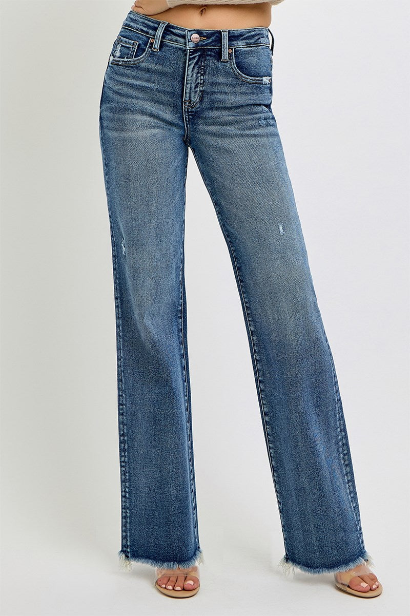 Risen Tummy Control High Rise Long Straight Jeans