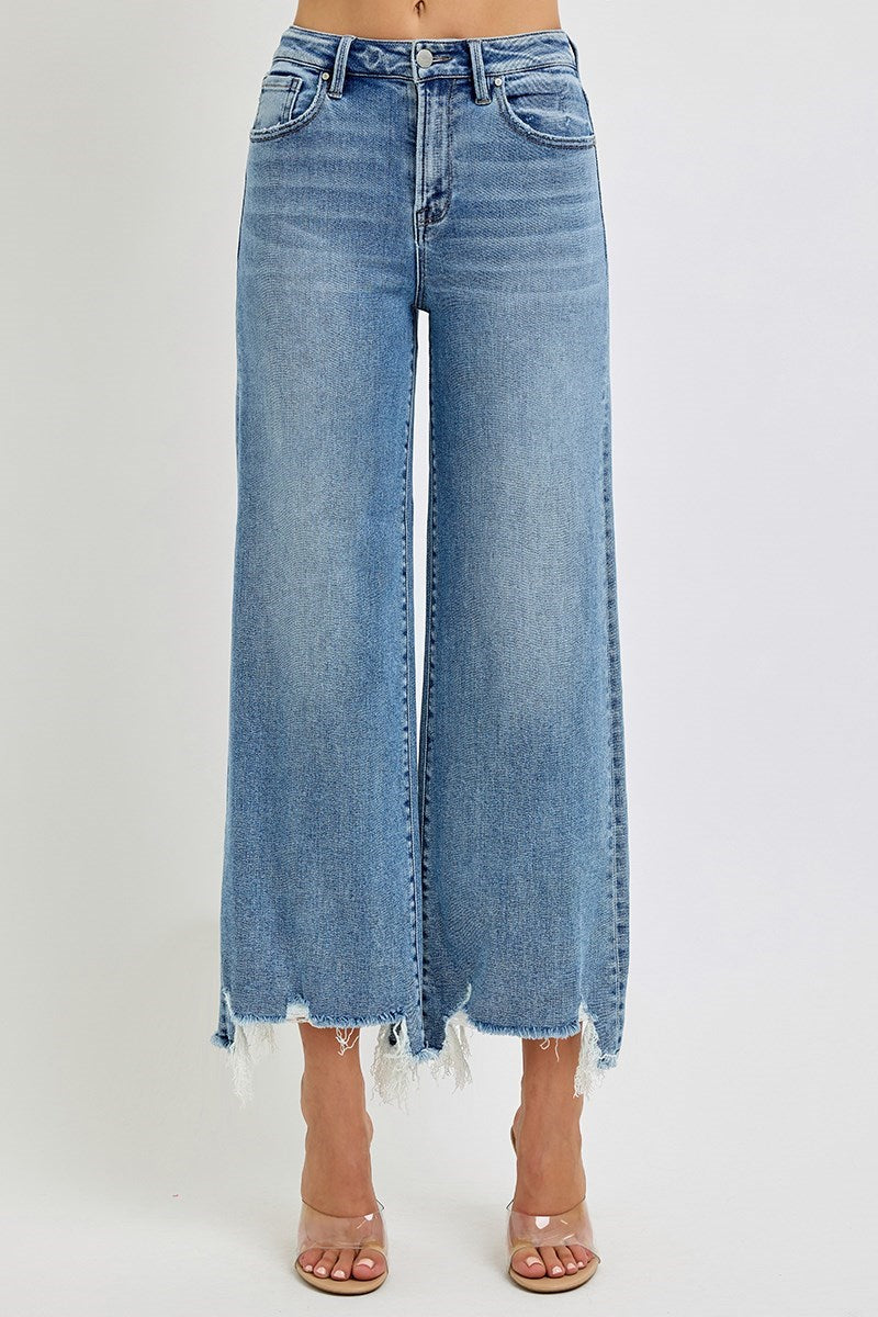 Risen High Rise Crop Wide Jeans