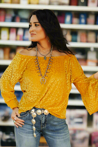 Mustard Velvet Top