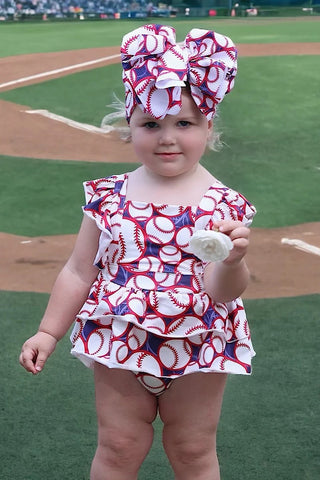 Baseball Printed Onesie with Snaps