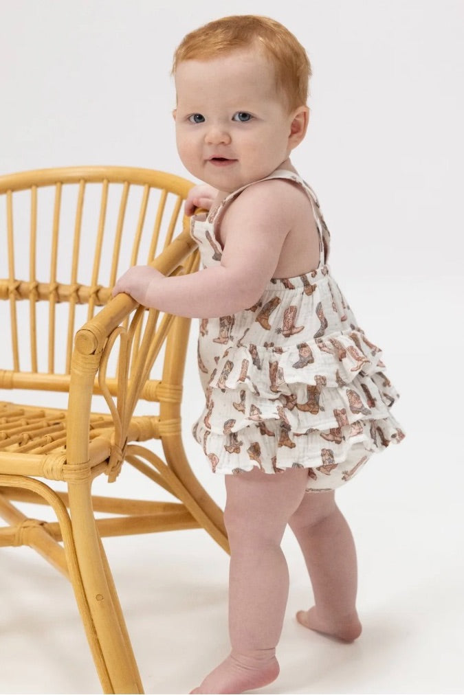Cowgirl Boots - Ruffle Sunsuit