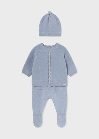 Mayoral Newborn 3 Piece Set - Cerulean Heather