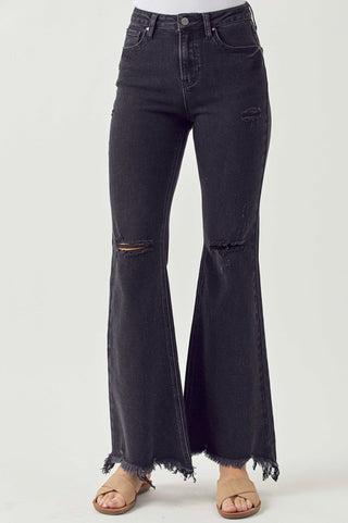 Risen Black High-Rise Flare Jeans