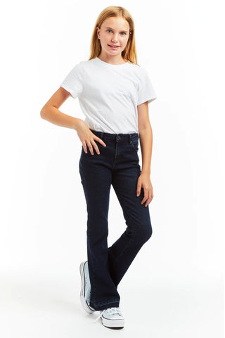 Tractr Girls Mid Rise Flare Jeans Indigo