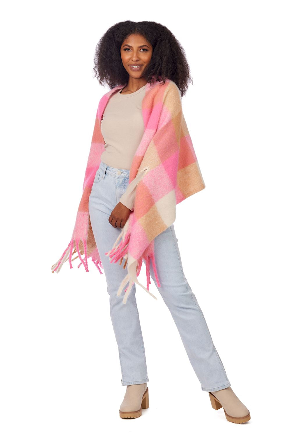 Bright Pink & Browns Scarf By Mud Pie