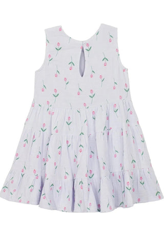 White dress with floral pattern on a white background