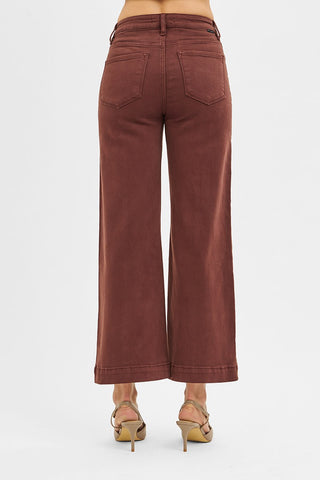 Brown wide-leg pants on a white background