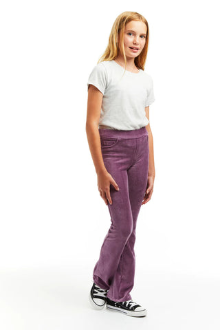 Tractr Pull on Knit Corduroy Flares in Lilac