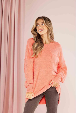 Rome Chenille Sweater in Coral by Mud Pie